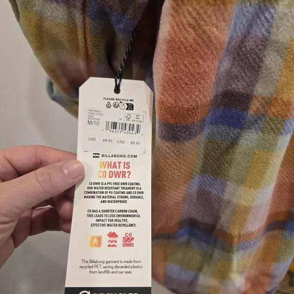 Billabong Multicolor Fleece Plaid Shacket - Picture 7 of 9